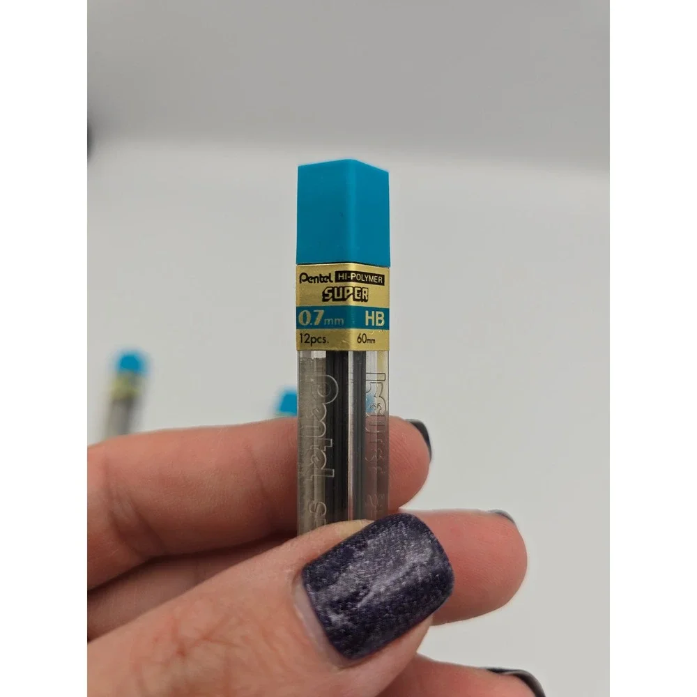 Pentel Hi Polymer Super 07mm HB Black Lead Refill‎ 12pcs 60mm Lot of 4